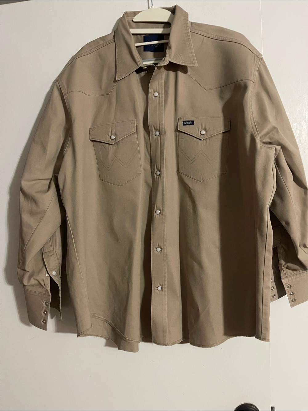 Wrangler Men’s Khaki Western Snap-Front Shirt Jacket